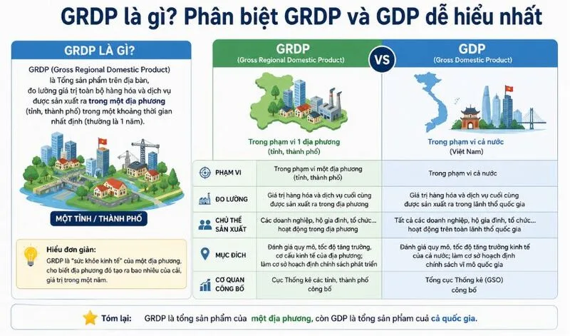 Cả GDP và GRDP đều phản ánh giá trị hàng hóa, dịch vụ cuối cùng được tạo ra trong nền kinh tế