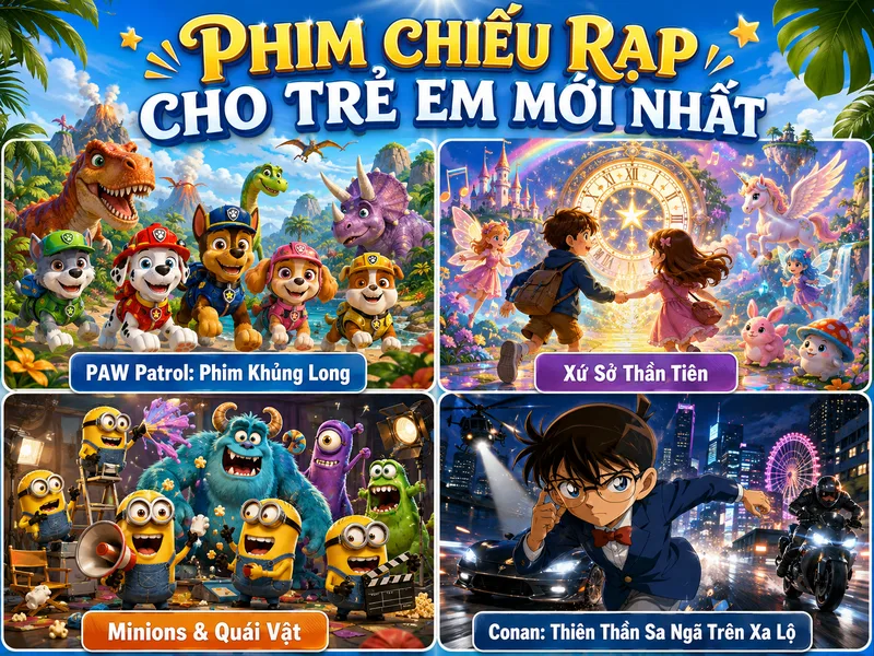Phim chiếu rạp cho trẻ em mới nhất tháng 8/2026 đa dạng từ hoạt hình vui nhộn đến phiêu lưu và trinh thám.